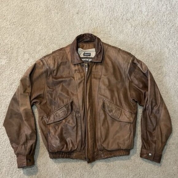 Other - Vtg Adventure Bound Leather Bomber Aviator Pilot Jacket Thinsulate Medium Brown